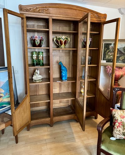 Bibliothèque -Vitrine Art Nouveau attribuée Gauthier Poinsignon