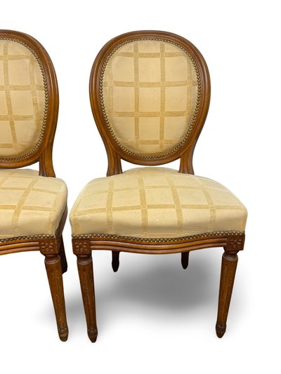 2x sedie a medaglione Luigi XVI - XIX secolo - Colore crema/miele