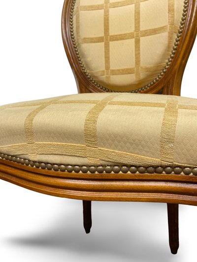 2x sedie a medaglione Luigi XVI - XIX secolo - Colore crema/miele