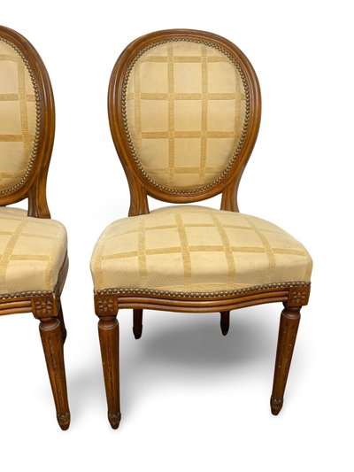2x sedie a medaglione Luigi XVI - XIX secolo - Colore crema/miele