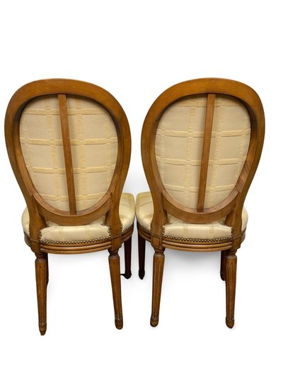 2x sedie a medaglione Luigi XVI - XIX secolo - Colore crema/miele