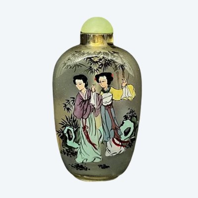 Flacon à tabac à priser chinois peint à l’intérieur, XXe siècle