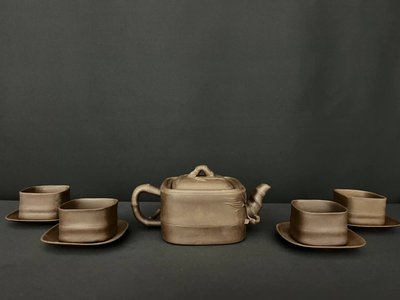 Service à thé chinois en argile Yixing, style bambou, XXe siècle