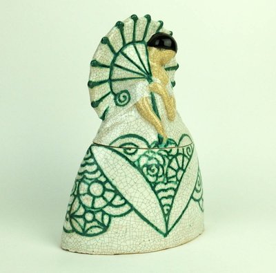 "Woman with parasol "Large ceramic box by Edouard Cazaux
