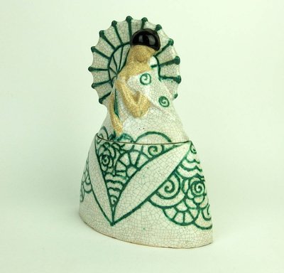 "Woman with parasol "Large ceramic box by Edouard Cazaux