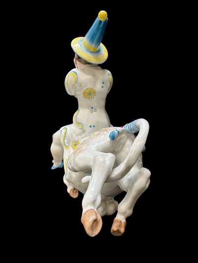 Volkstedt - Porcelain figure of Pierrette on a donkey by Emil Paul Börner