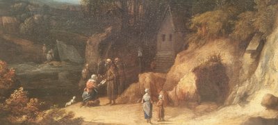 Cornelis HUYSMANS (Attributed to) - Landscape with pilgrims visiting hermits