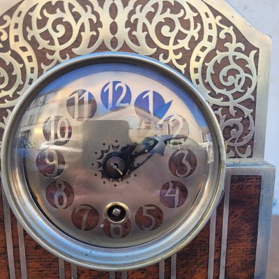 Burr and inlay clock, Art Deco, 20th century