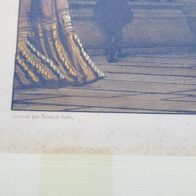 Suite de 3 Gravures aquarellées, les décorations de théâtre, XIXème siècle