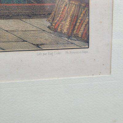 Suite de 3 Gravures aquarellées, les décorations de théâtre, XIXème siècle