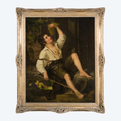 Anonyme, XIXe siècle,  "Garçon après les vendanges"
