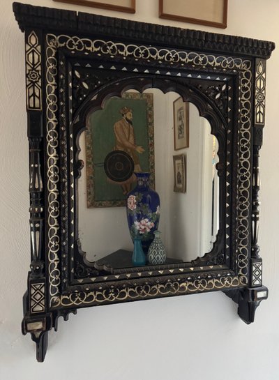 Indian mirror, mother-of-pearl and bone, 19th c.