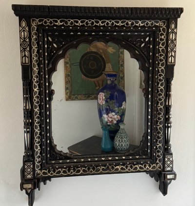 Indian mirror, mother-of-pearl and bone, 19th c.