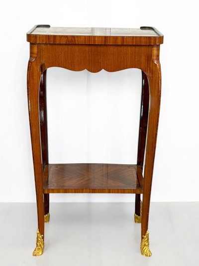 19th CENTURY GOLDEN BRONZE MARQUET SADDLE WITH MARBLE TOP