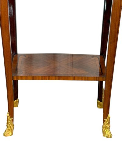 19th CENTURY GOLDEN BRONZE MARQUET SADDLE WITH MARBLE TOP