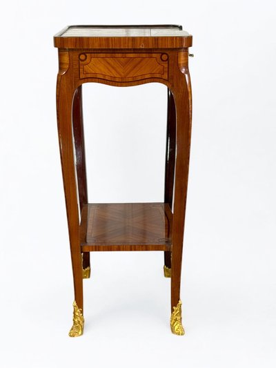 19th CENTURY GOLDEN BRONZE MARQUET SADDLE WITH MARBLE TOP