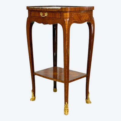 19th CENTURY GOLDEN BRONZE MARQUET SADDLE WITH MARBLE TOP