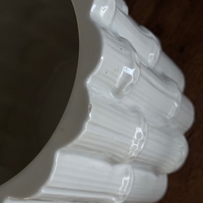 Fioriera in bambù in ceramica bianca, anni '70, Portogallo