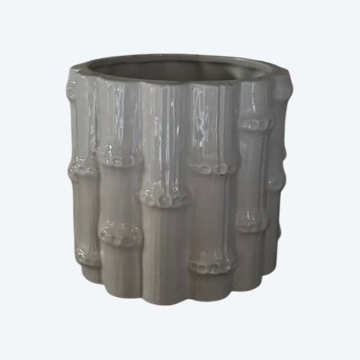 Fioriera in bambù in ceramica bianca, anni '70, Portogallo