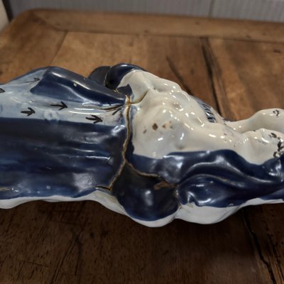 Jungfrau und Kind, 18. Jahrhundert, blauer Hintergrund, Hermelin-Dekor