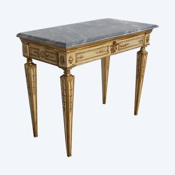  Console en marbre et bois doré, style Louis XVI – 2ème partie XIXe 