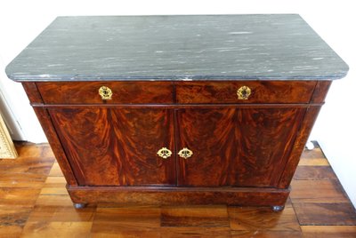Credenza per sala da pranzo in mogano, bronzo dorato e marmo turchese - Periodo di restauro