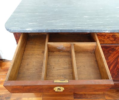 Credenza per sala da pranzo in mogano, bronzo dorato e marmo turchese - Periodo di restauro