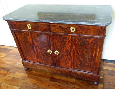 Credenza per sala da pranzo in mogano, bronzo dorato e marmo turchese - Periodo di restauro