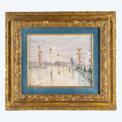 Serge Belloni (1925-2005) - Die Alexander-III-Brücke Öl auf Leinwand um 1980