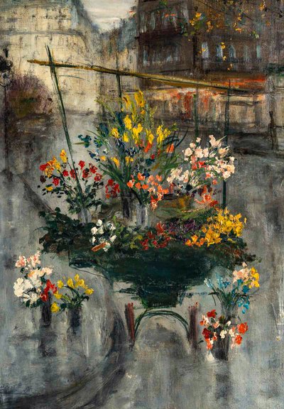 Serge Belloni (1925-2005) - La Marchande de Fleurs, chez Jeannette huile sur toile vers 1961