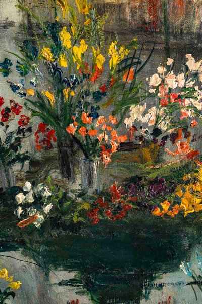 Serge Belloni (1925-2005) - La Marchande de Fleurs, chez Jeannette huile sur toile vers 1961