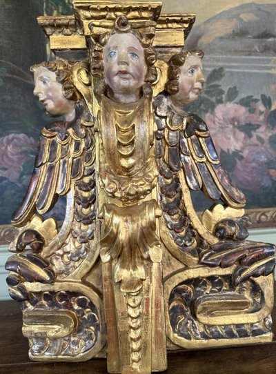 Architectural element of a carved wooden altarpiece - 18th century