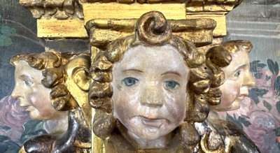 Architectural element of a carved wooden altarpiece - 18th century