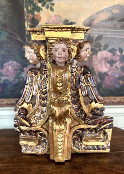 Architectural element of a carved wooden altarpiece - 18th century