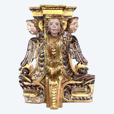 Architectural element of a carved wooden altarpiece - 18th century