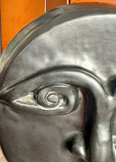 Vase-sculpture by Jean Marais - Stylized face in the style of an ancient god or tribal mask