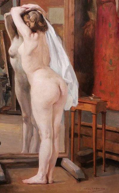 William LAPARRA 1873-1920 Le modèle dans l'atelier, femme nue, tableau, vers 1910 artiste portrait