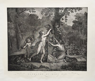 Etching Mythological Engraving God Pan 19th Erotica Curiosa Old Print 