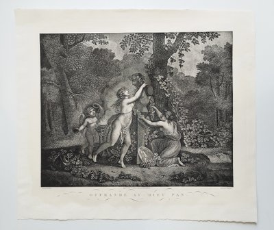 Etching Mythological Engraving God Pan 19th Erotica Curiosa Old Print 