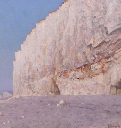 Henri-Victor DELAVELLE 1868-1919 Normandy, Le Tréport, landscape with cliffs, painting circa 1900