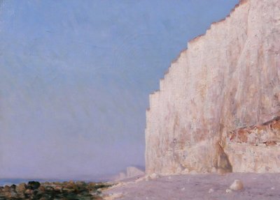 Henri-Victor DELAVELLE 1868-1919 Normandy, Le Tréport, landscape with cliffs, painting circa 1900