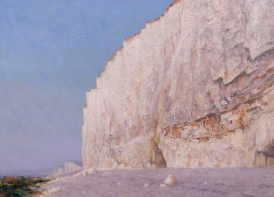Henri-Victor DELAVELLE 1868-1919 Normandy, Le Tréport, landscape with cliffs, painting circa 1900