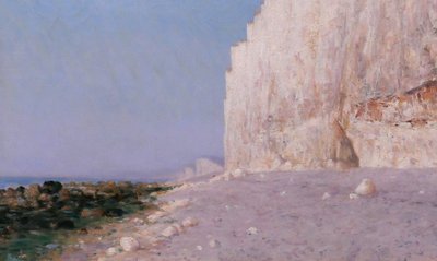 Henri-Victor DELAVELLE 1868-1919 Normandy, Le Tréport, landscape with cliffs, painting circa 1900