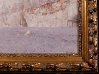 Henri-Victor DELAVELLE 1868-1919 Normandy, Le Tréport, landscape with cliffs, painting circa 1900