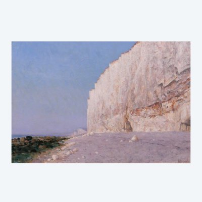 Henri-Victor DELAVELLE 1868-1919 Normandy, Le Tréport, landscape with cliffs, painting circa 1900