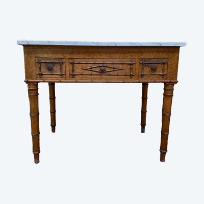 Table de toilette en bambou et marbre 1900