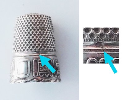 Antike Nähutensilien aus Sterlingsilber Ende des 19. Jahrhunderts Fingerhutschere Etui Nadeln