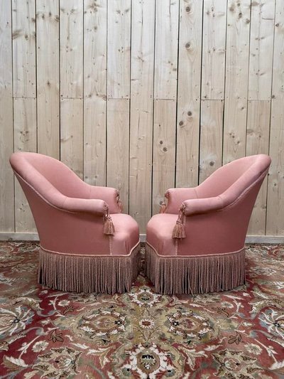 Paire de fauteuils crapaud de style Napoléon III