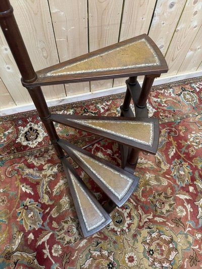 Treppe - englische Bibliothek Escabeau in Mahagoni und Leder