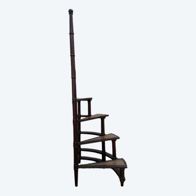 Treppe - englische Bibliothek Escabeau in Mahagoni und Leder